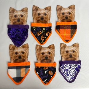 Set of 6 Fall/Halloween Bandanas Small Dogs - New